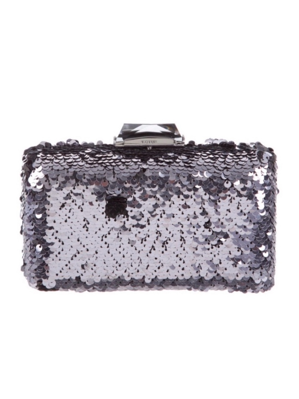 Kotur Sequin Espy Minaudiere Clutch Glitter Crossbody Y2K Silver Glam